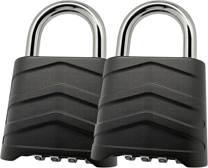 SEPOX 2PCS Large Combination Padlock, Outdoor Combo Lock 2.2" 55mm Heavy Duty Weatherproof, Ressetable 4 Digital, Security Aluminum Body, Uncuttable Shackle, for Warehouse, Home, School, Gate, Garden - Image 1